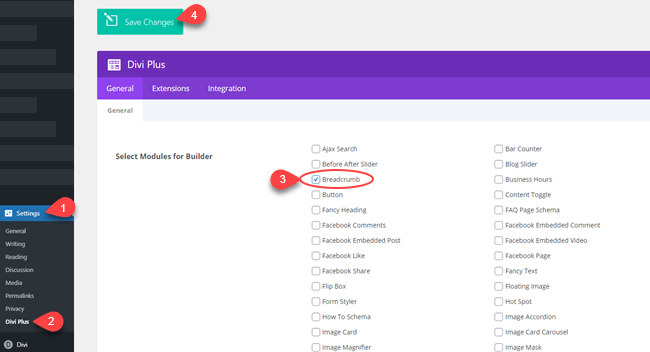 Enabling Divi Plus Breadcrumbs