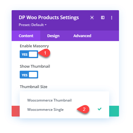 Enabling Masonry format for WooCommerce Products