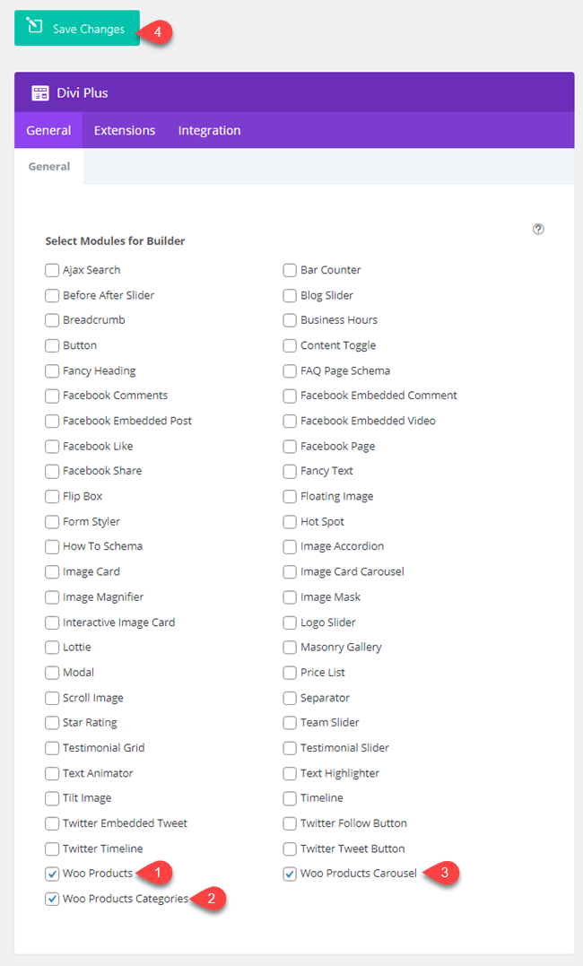 Enabling WooCommerce modules of Divi Plus