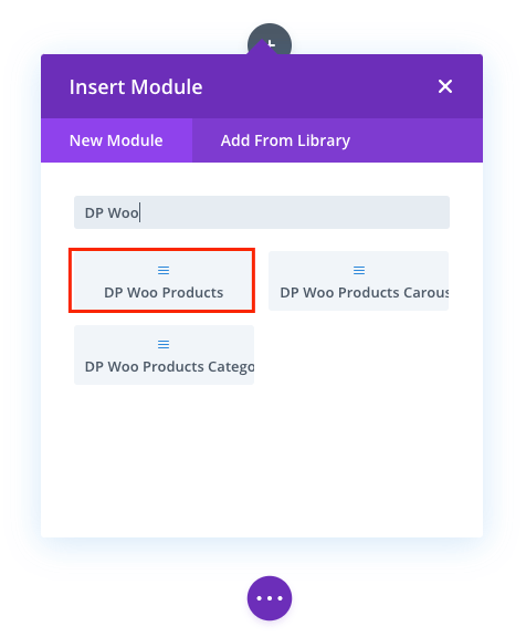Inserting Divi Plus WooCommerce Products module