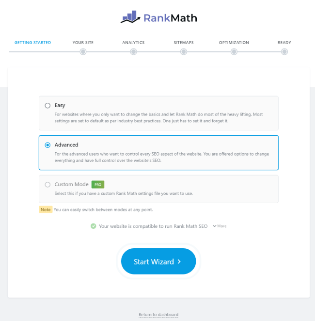 Rank Math plugin setup stage 1st