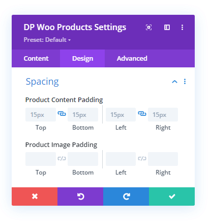 WooCommerce Products Spacing settings