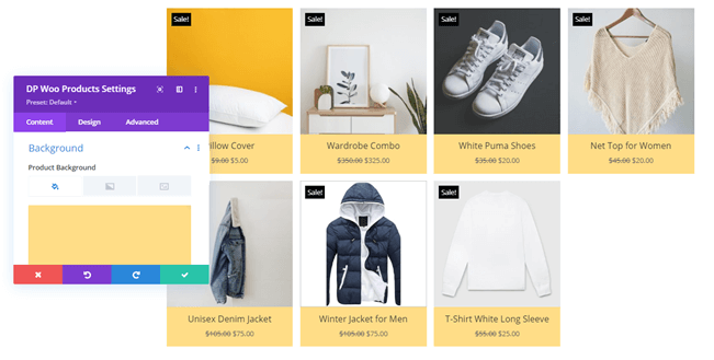 WooCommerce Products with background customizations