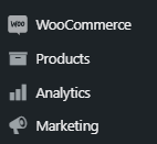 WooCommerce menu items