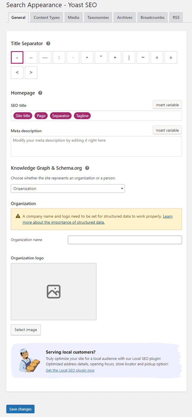 Yoast SEO Search Appearance Window