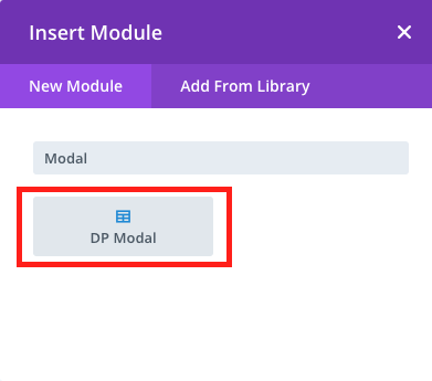 Divi Plus modal in Divi module library