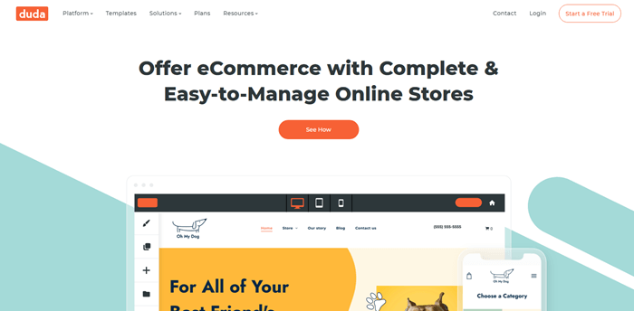 Duda eCommerce website builder for creative ways