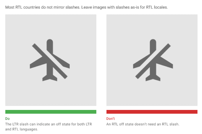 Icons that should not mirrored