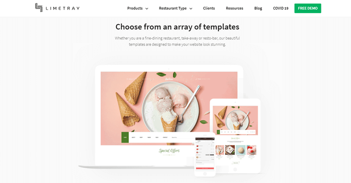 LimeTray restaurant website builder