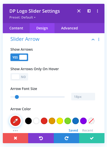 Logo slider arrow settings