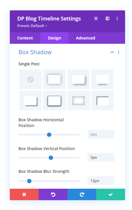 Box shadow for the posts of blog timeline