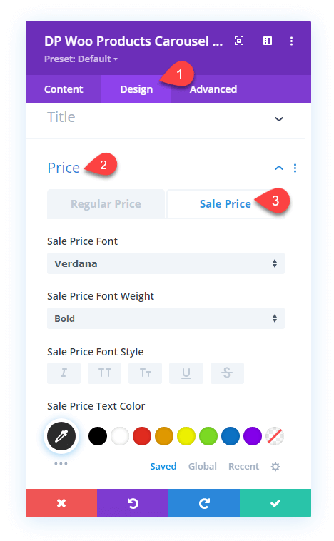Sale Price text design controls