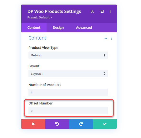 Woo Products Offset option