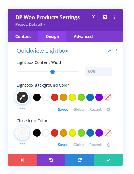 Woo Products Quickview lightbox options