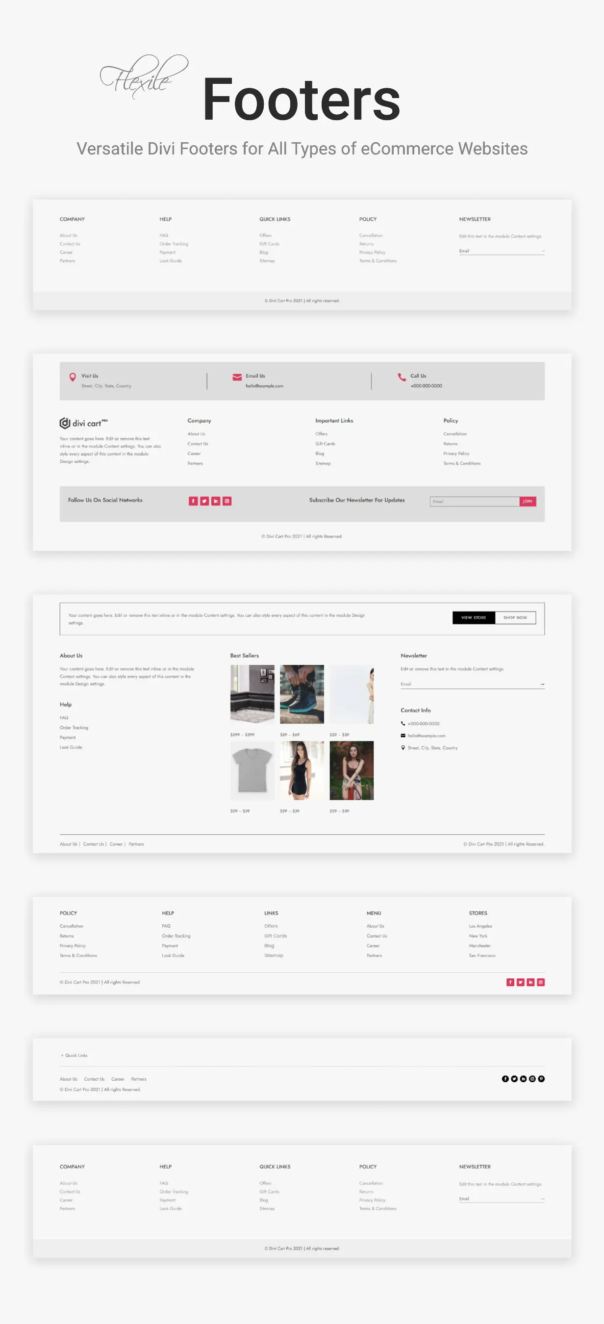 Divi WooCommerce Footers