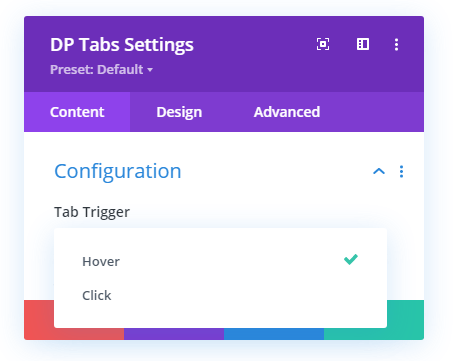 Divi vertical tabs trigger type