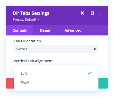 Vertical tabs alignment options