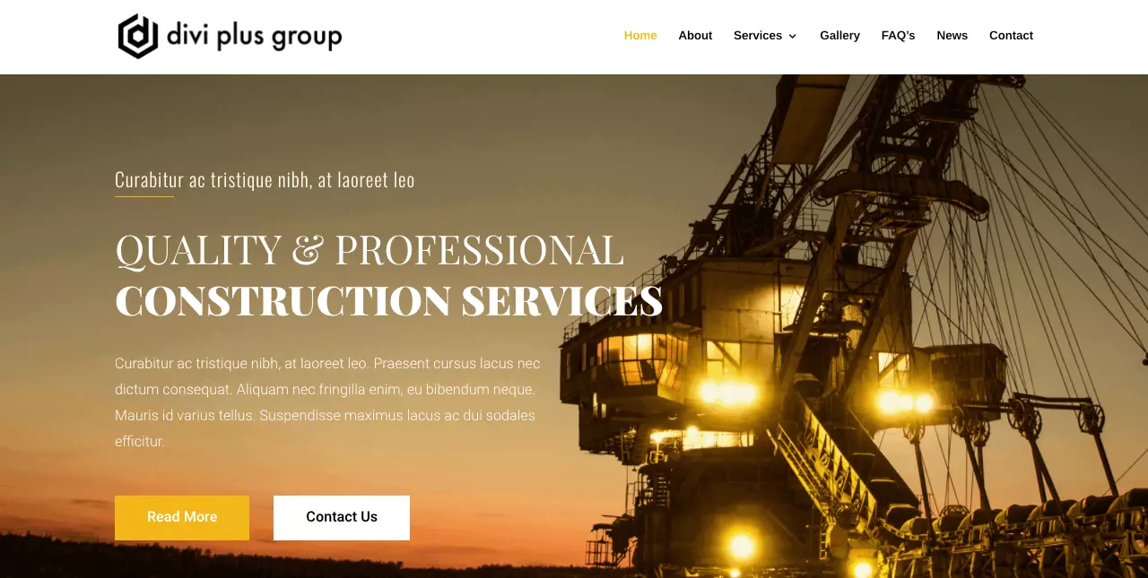 Construction child theme from Divi Plus