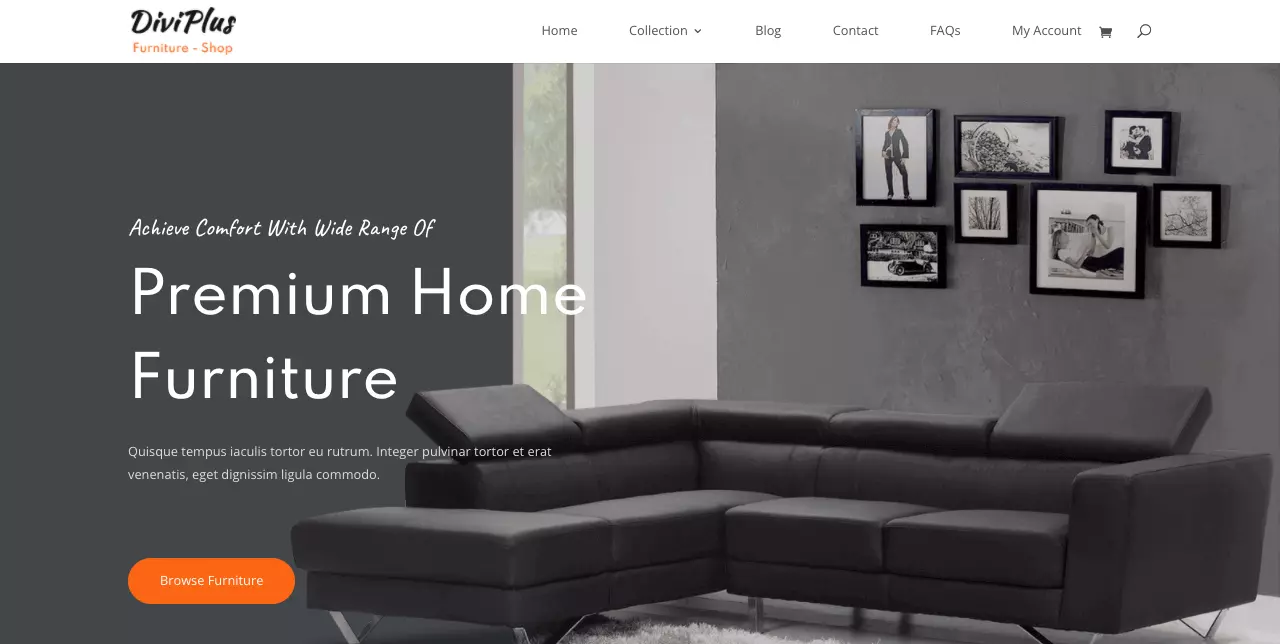 Furniture store child theme from Divi Plus