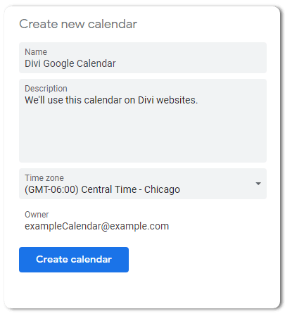 Divi Google Calendar details page