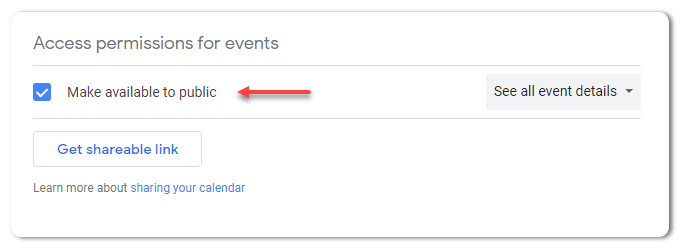 Enabling access permissions for Divi Google Calendar