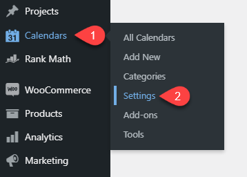 Opening Simple Calendar settings