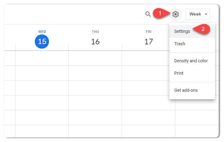 Opening settings of Google Calendar for Divi