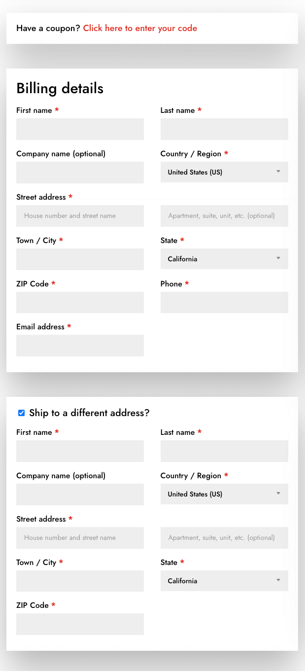 Woo Checkout Shipping fields example