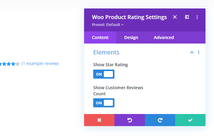 Woo Product Rating elements settings