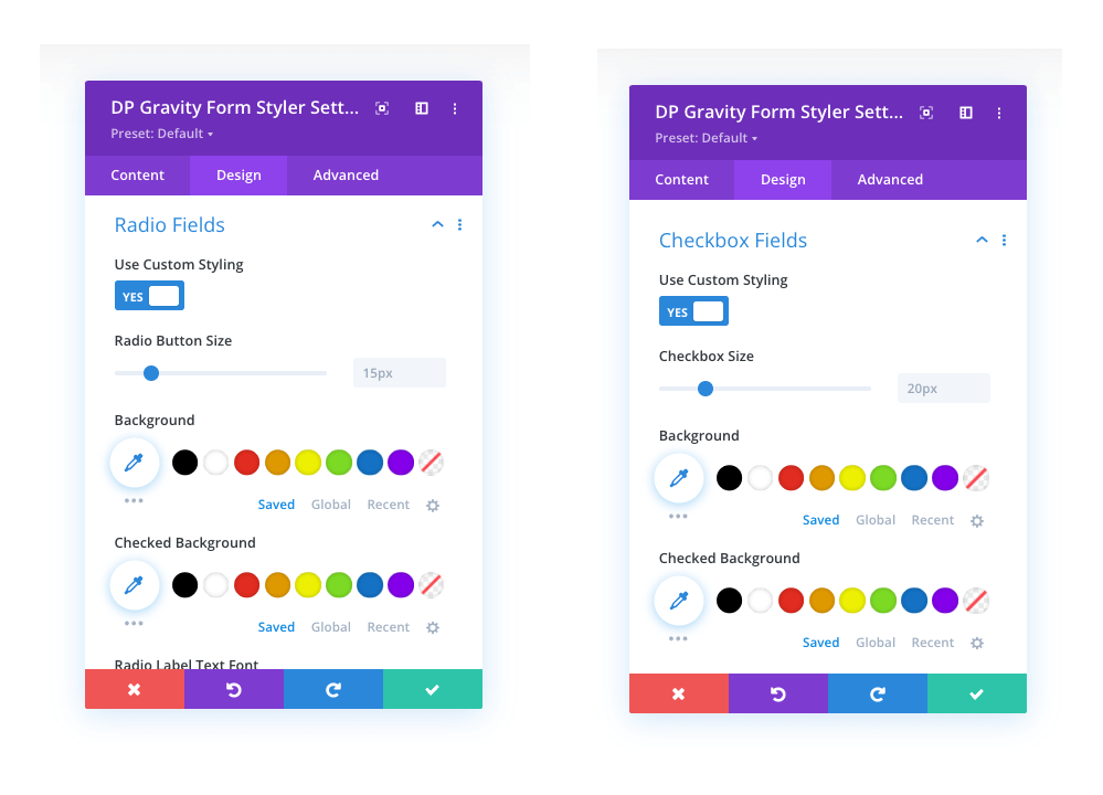 Gravity Forms checkbox and radio button fields settings