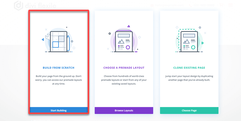 BUILD FROM STRACTH option for Divi Builder