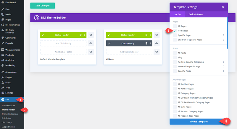 Creating a new template for Divi Plus Starter template