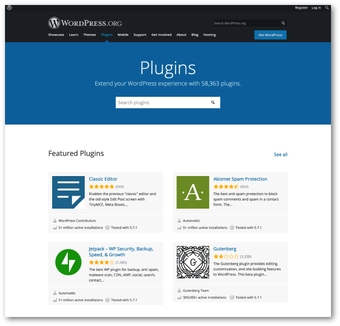 WordPress depository for plugins