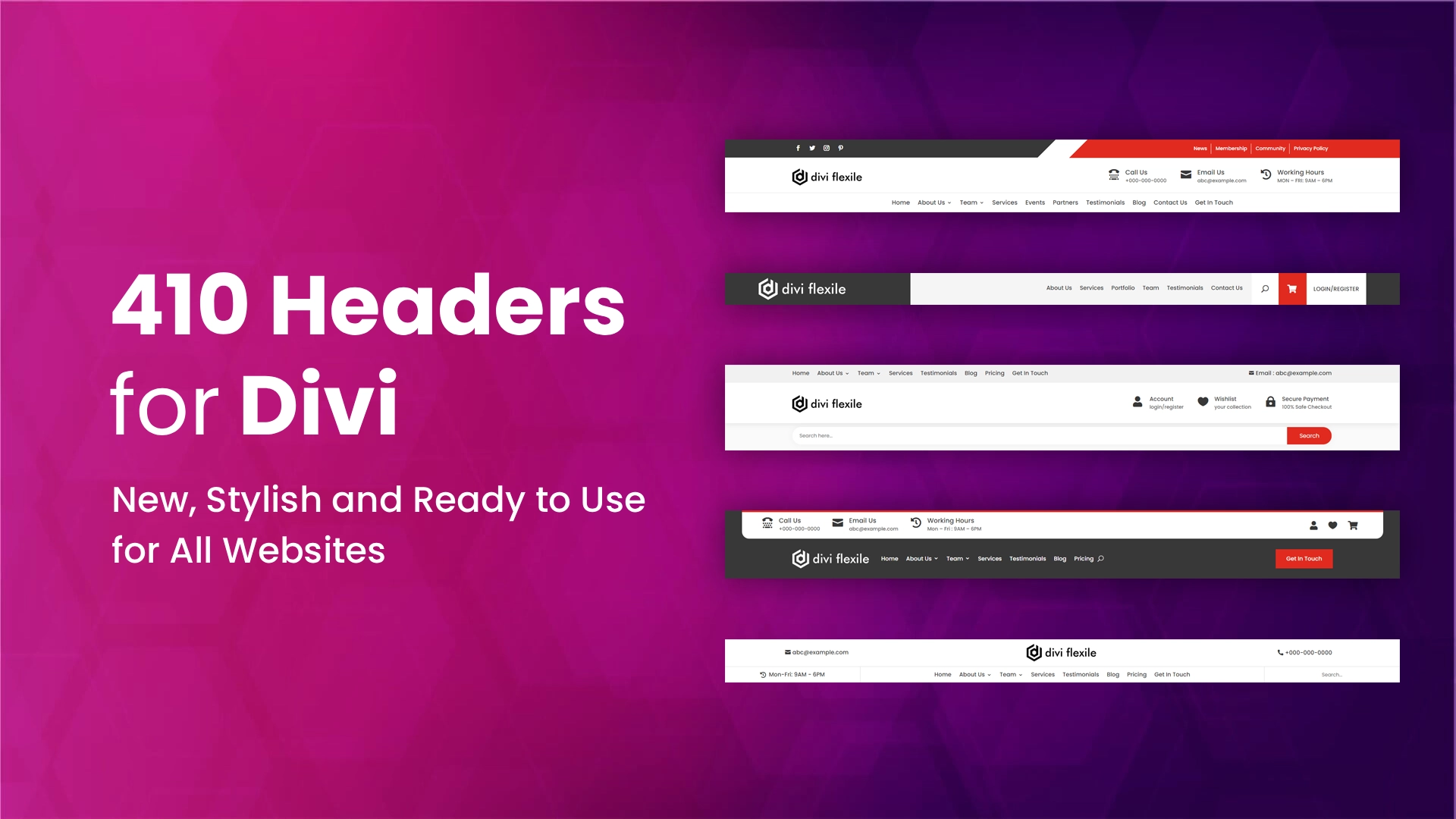 Ready to use headers for Divi