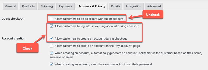 Accounts and privacy options customizations for LearnDash