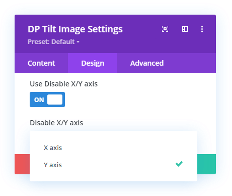 Disabling Divi Tilt Image on X or Y axis option