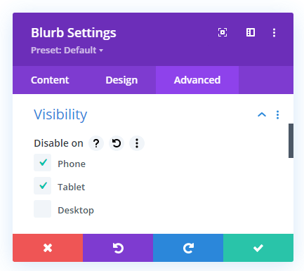 Email menu item's visibility option