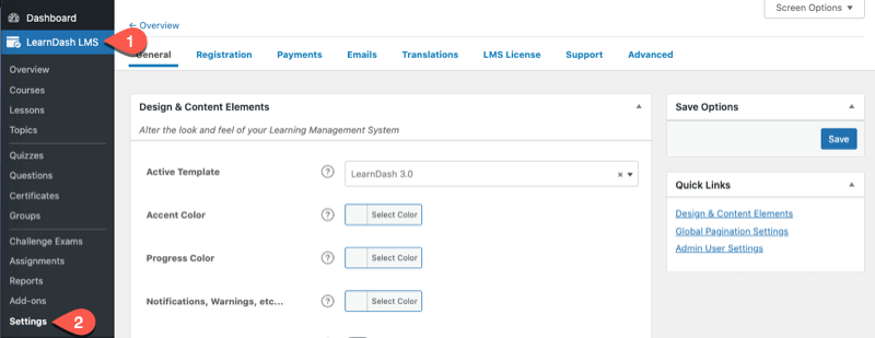 LearnDash LMS Settings page