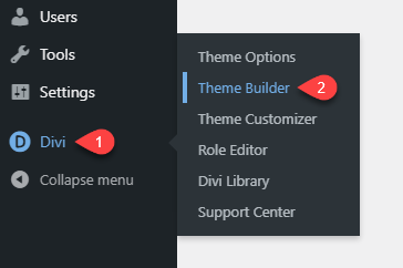 Opening Divi theme builder