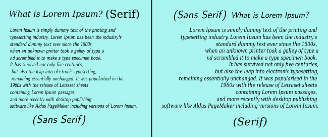 Serif and Sans Serif use