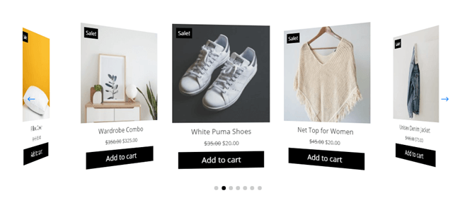 Divi Plus Woo Products Carousel with solid dot pagination