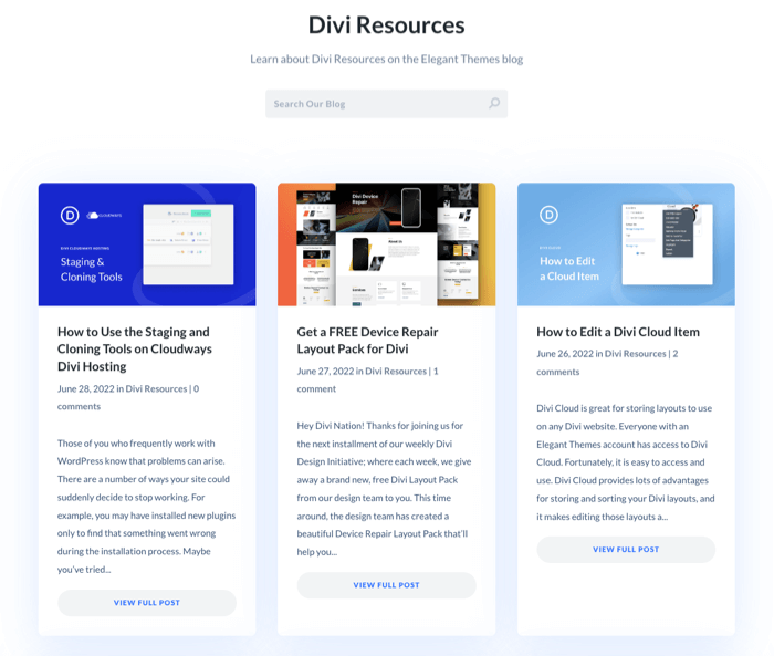 Elegant Themes Divi Resources Blog