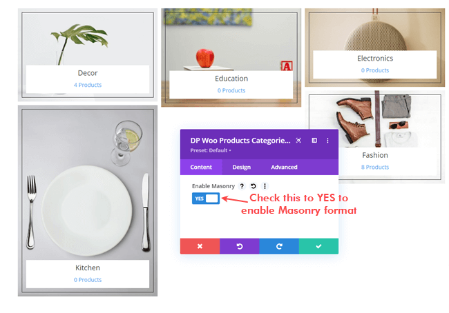 Enabling Masonry format on WooCommerce categories
