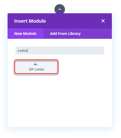 Inserting Divi Plus Lottie module