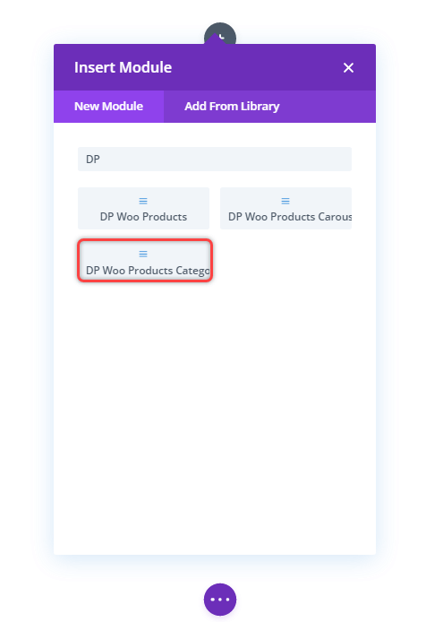 Inserting Divi Plus Woo Products Categories module