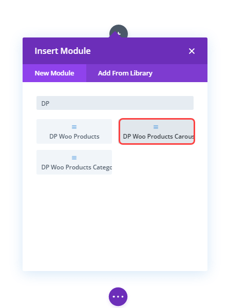 Inserting Divi Plus WooCommerce Products Carousel module
