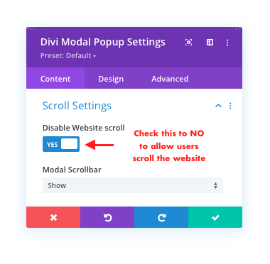 Modal Popup Scrollbar settings