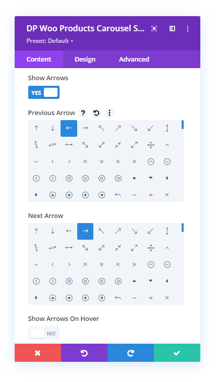 Show Arrows on WooCommerce Carousel