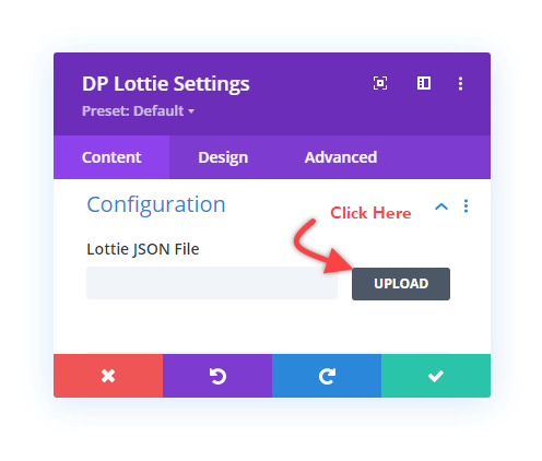 Uploading Lottie JSON file