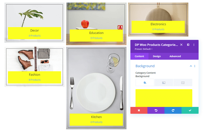 Woo Product Categories background customizations